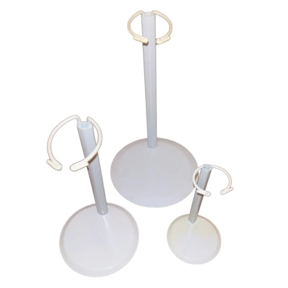 Adjustable Doll Stands Set 3 Pc Vintage Doll Accessories Doll House White